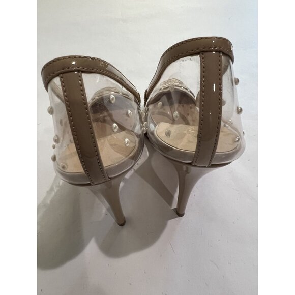 CHANEL PVC Cap Toe Pearl Pumps in Tan - Picture 4 of 6